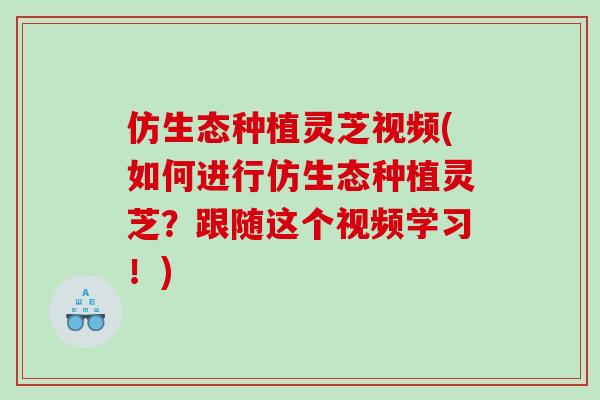 仿生态种植灵芝视频(如何进行仿生态种植灵芝？跟随这个视频学习！)