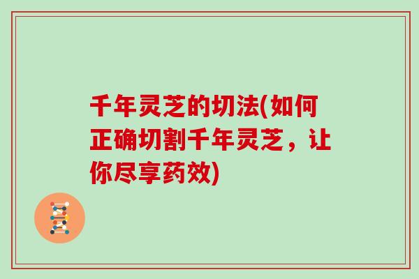 千年灵芝的切法(如何正确切割千年灵芝,让你尽享) 千年灵芝的切法(如何正确切割千年灵芝,让你尽享)