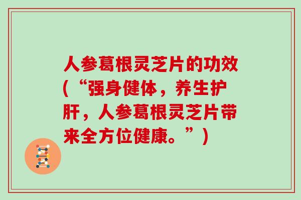 人参葛根灵芝片的功效(“强身健体,养生,人参葛根灵芝片带来全方位健康。”) 人参葛根灵芝片的功效(“强身健体,养生,人参葛根灵芝片带来全方位健康。”)