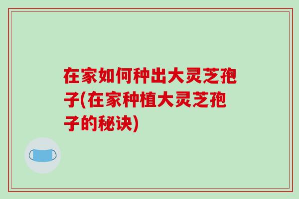 在家如何种出大灵芝孢子(在家种植大灵芝孢子的秘诀) 在家如何种出大灵芝孢子(在家种植大灵芝孢子的秘诀)
