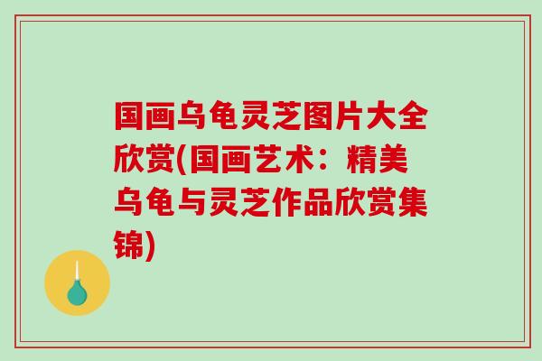 国画乌龟灵芝图片大全欣赏(国画艺术:精美乌龟与灵芝作品欣赏集锦) 国画乌龟灵芝图片大全欣赏(国画艺术:精美乌龟与灵芝作品欣赏集锦)