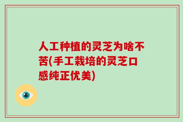 人工种植的灵芝为啥不苦(手工栽培的灵芝口感纯正优美)