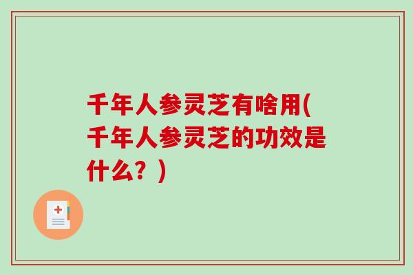 千年人参灵芝有啥用(千年人参灵芝的功效是什么？)