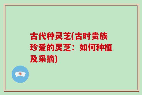 古代种灵芝(古时贵族珍爱的灵芝：如何种植及采摘)