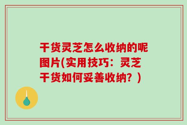 干货灵芝怎么收纳的呢图片(实用技巧：灵芝干货如何妥善收纳？)