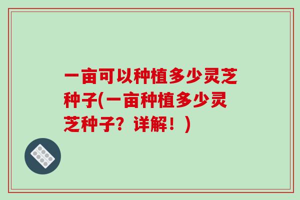 一亩可以种植多少灵芝种子(一亩种植多少灵芝种子？详解！)