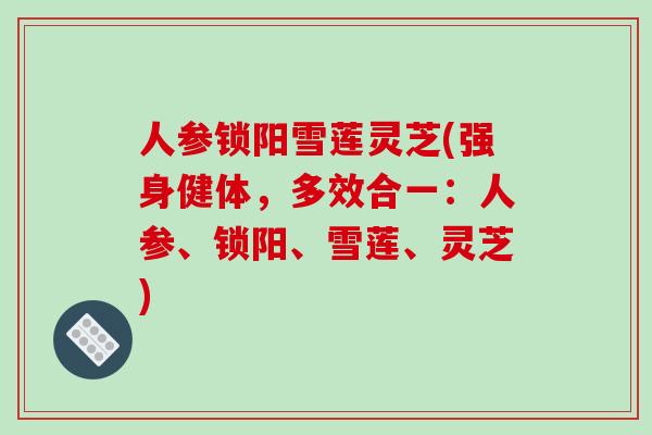 人参锁阳雪莲灵芝(强身健体，多效合一：人参、锁阳、雪莲、灵芝)