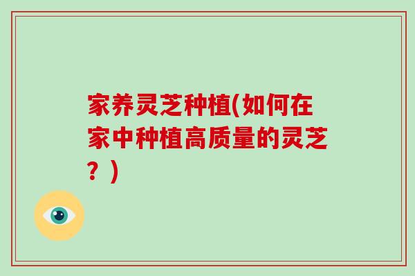 家养灵芝种植(如何在家中种植高质量的灵芝？)