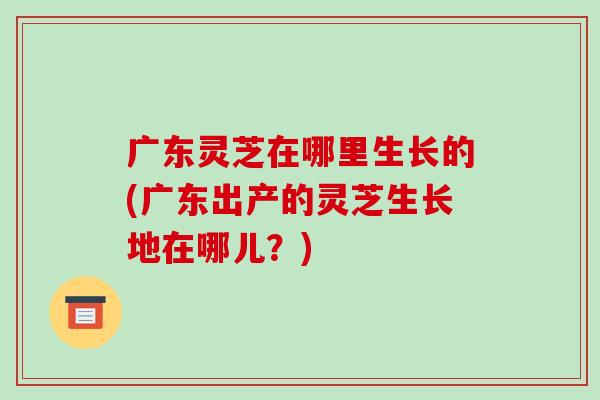 广东灵芝在哪里生长的(广东出产的灵芝生长地在哪儿？)