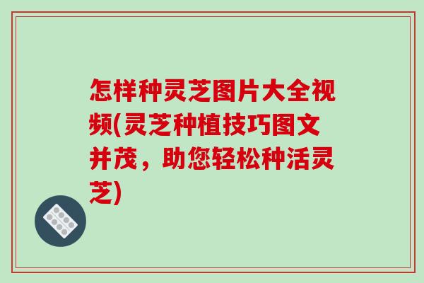 怎样种灵芝图片大全视频(灵芝种植技巧图文并茂，助您轻松种活灵芝)