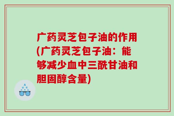 广药灵芝包子油的作用(广药灵芝包子油：能够减少中三酰甘油和含量)