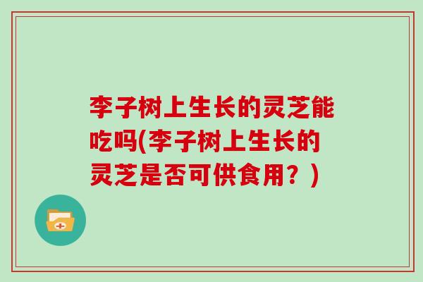 李子树上生长的灵芝能吃吗(李子树上生长的灵芝是否可供食用？)