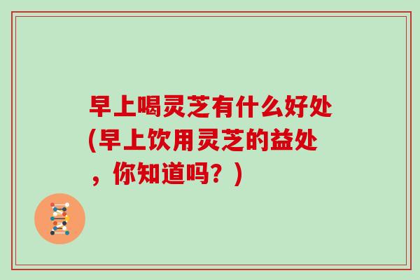 早上喝灵芝有什么好处(早上饮用灵芝的益处，你知道吗？)