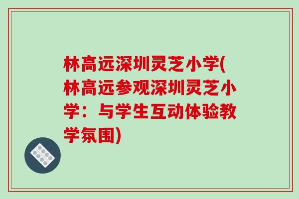 林高远深圳灵芝小学(林高远参观深圳灵芝小学：与学生互动体验教学氛围)