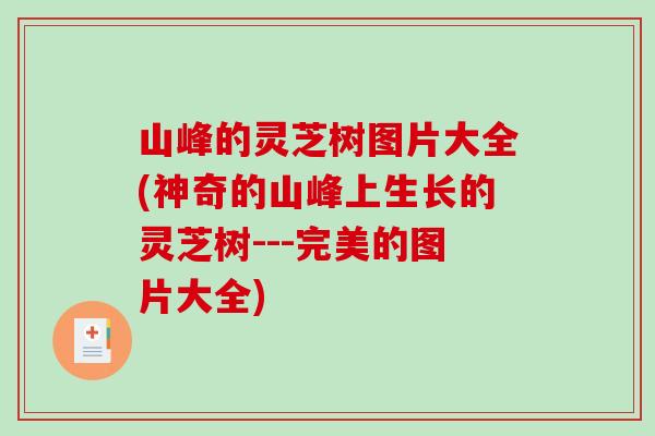 山峰的灵芝树图片大全(神奇的山峰上生长的灵芝树---完美的图片大全)