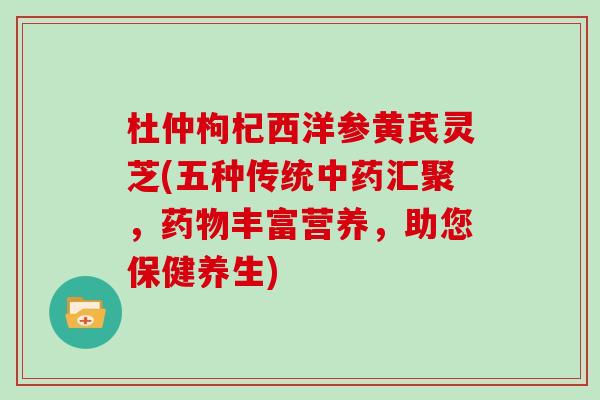 杜仲枸杞西洋参黄芪灵芝(五种传统汇聚，丰富营养，助您保健养生)
