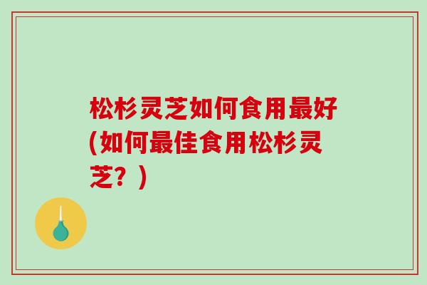 松杉灵芝如何食用好(如何佳食用松杉灵芝？)