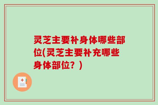 灵芝主要补身体哪些部位(灵芝主要补充哪些身体部位？)
