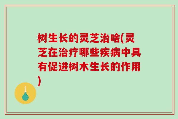 树生长的灵芝治啥(灵芝在治疗哪些疾病中具有促进树木生长的作用)