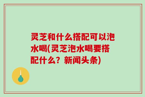 灵芝和什么搭配可以泡水喝(灵芝泡水喝要搭配什么？新闻头条)