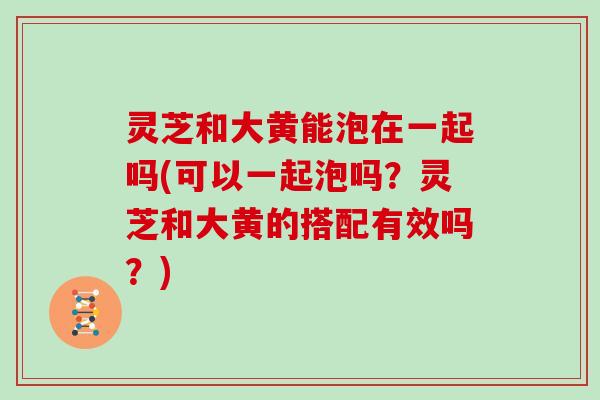 灵芝和大黄能泡在一起吗(可以一起泡吗？灵芝和大黄的搭配有效吗？)