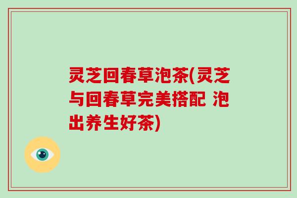 灵芝回春草泡茶(灵芝与回春草完美搭配 泡出养生好茶)