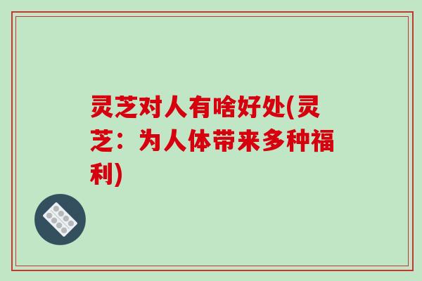 灵芝对人有啥好处(灵芝：为人体带来多种福利)