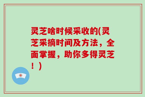 灵芝啥时候采收的(灵芝采摘时间及方法，全面掌握，助你多得灵芝！)