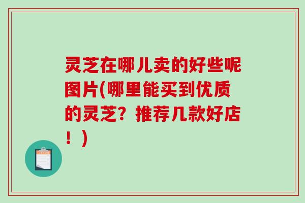 灵芝在哪儿卖的好些呢图片(哪里能买到优质的灵芝？推荐几款好店！)