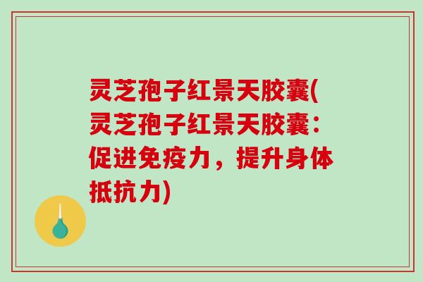 灵芝孢子红景天胶囊(灵芝孢子红景天胶囊：促进免疫力，提升身体抵抗力)
