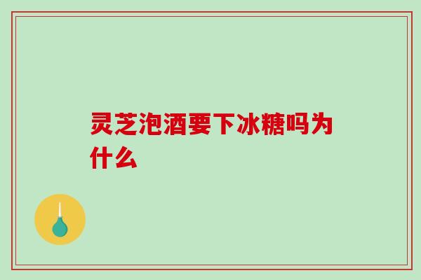 灵芝泡酒要下冰糖吗为什么