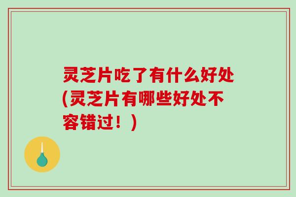 灵芝片吃了有什么好处(灵芝片有哪些好处不容错过！)