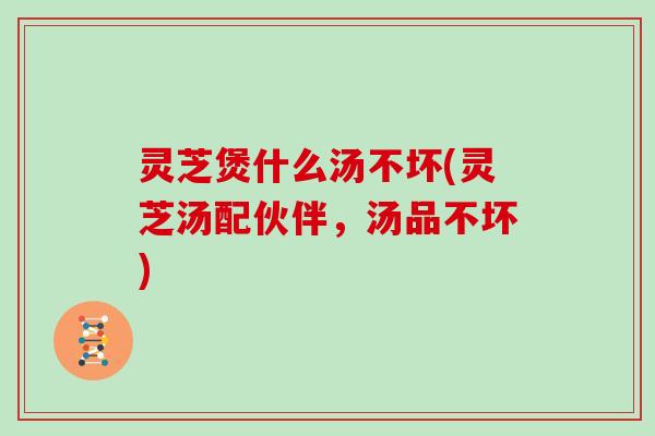 灵芝煲什么汤不坏(灵芝汤配伙伴，汤品不坏)