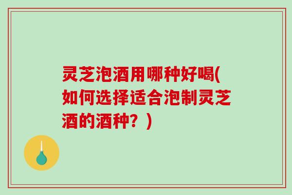 灵芝泡酒用哪种好喝(如何选择适合泡制灵芝酒的酒种？)