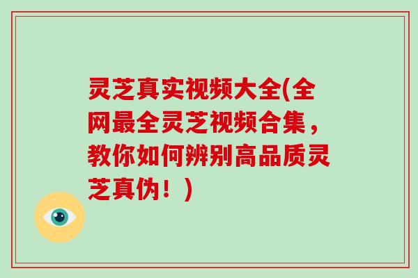 灵芝真实视频大全(全网全灵芝视频合集，教你如何辨别高品质灵芝真伪！)