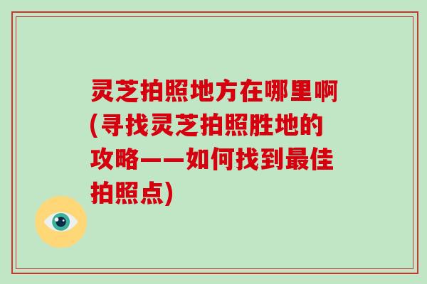 灵芝拍照地方在哪里啊(寻找灵芝拍照胜地的攻略——如何找到最佳拍照点)
