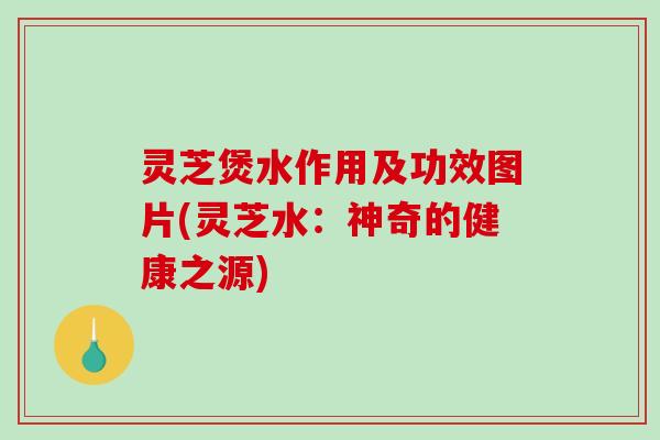 灵芝煲水作用及功效图片(灵芝水：神奇的健康之源)