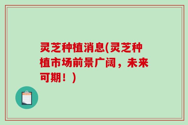 灵芝种植消息(灵芝种植市场前景广阔，未来可期！)