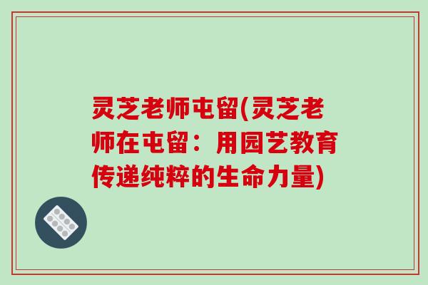 灵芝老师屯留(灵芝老师在屯留：用园艺教育传递纯粹的生命力量)