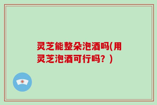 灵芝能整朵泡酒吗(用灵芝泡酒可行吗?) 灵芝能整朵泡酒吗(用灵芝泡酒可行吗?)