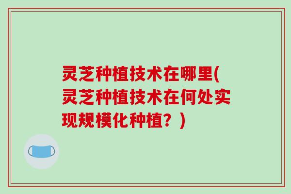 灵芝种植技术在哪里(灵芝种植技术在何处实现规模化种植？)