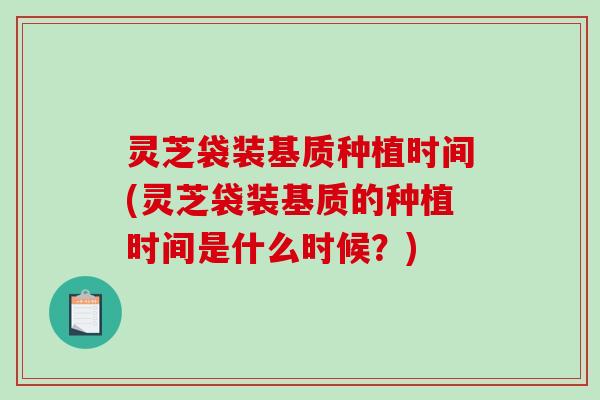 灵芝袋装基质种植时间(灵芝袋装基质的种植时间是什么时候？)