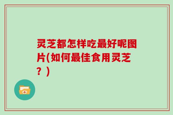 灵芝都怎样吃好呢图片(如何佳食用灵芝？)