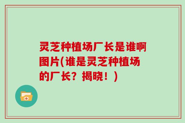 灵芝种植场厂长是谁啊图片(谁是灵芝种植场的厂长？揭晓！)