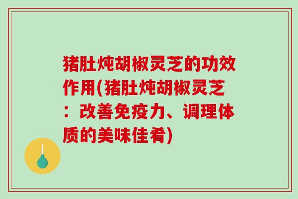 猪肚炖胡椒灵芝的功效作用(猪肚炖胡椒灵芝：改善免疫力、调理体质的美味佳肴)