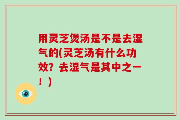 用灵芝煲汤是不是去湿气的(灵芝汤有什么功效？去湿气是其中之一！)