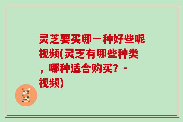 灵芝要买哪一种好些呢视频(灵芝有哪些种类,哪种适合购买?- 视频) 灵芝要买哪一种好些呢视频(灵芝有哪些种类,哪种适合购买?- 视频)
