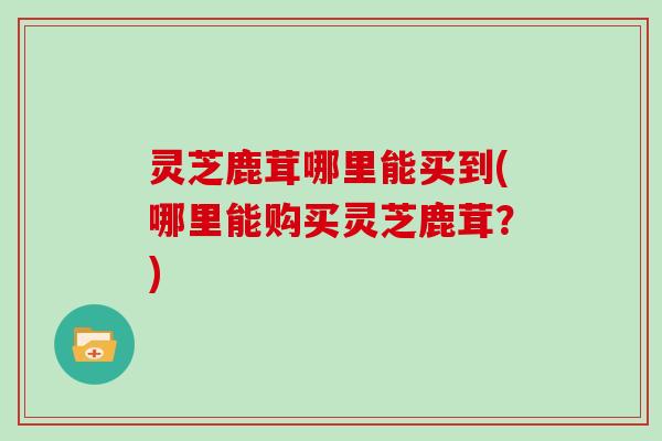 灵芝鹿茸哪里能买到(哪里能购买灵芝鹿茸？)