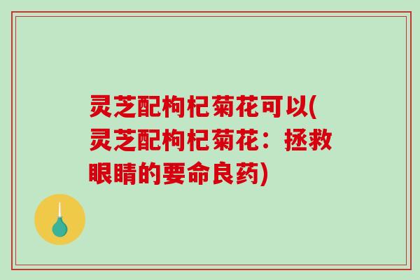 灵芝配枸杞菊花可以(灵芝配枸杞菊花:拯救眼睛的要命良药) 灵芝配枸杞菊花可以(灵芝配枸杞菊花:拯救眼睛的要命良药)