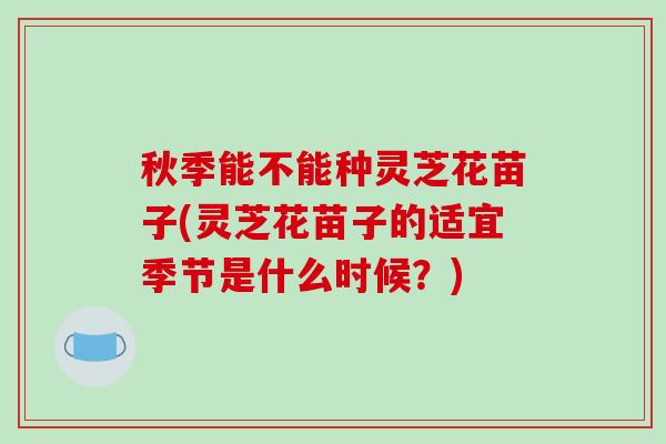 秋季能不能种灵芝花苗子(灵芝花苗子的适宜季节是什么时候？)
